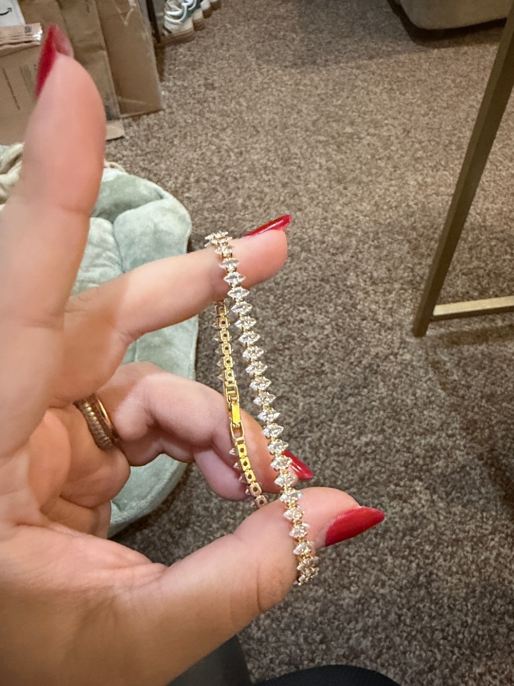 Urban Outfitters Gold Tennis Bracelet with Clear Gems